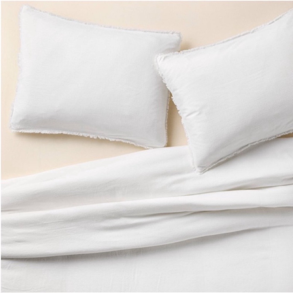 NWT Full/Queen Heavyweight Linen Blend Comforter & Sham Set White - Picture 4 of 6